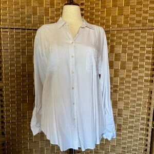 Ivory LOFT long sleeve button front blouse XL